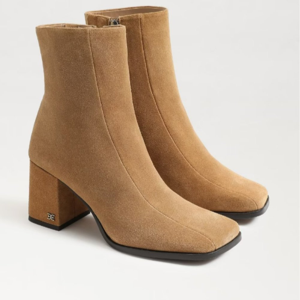 Sam Edelman Suede Leather Ankle Boot Square Toe